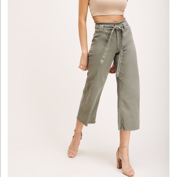 Dynamite “Karlie” Linen Culottes with Waist Tie - Picture 3 of 6